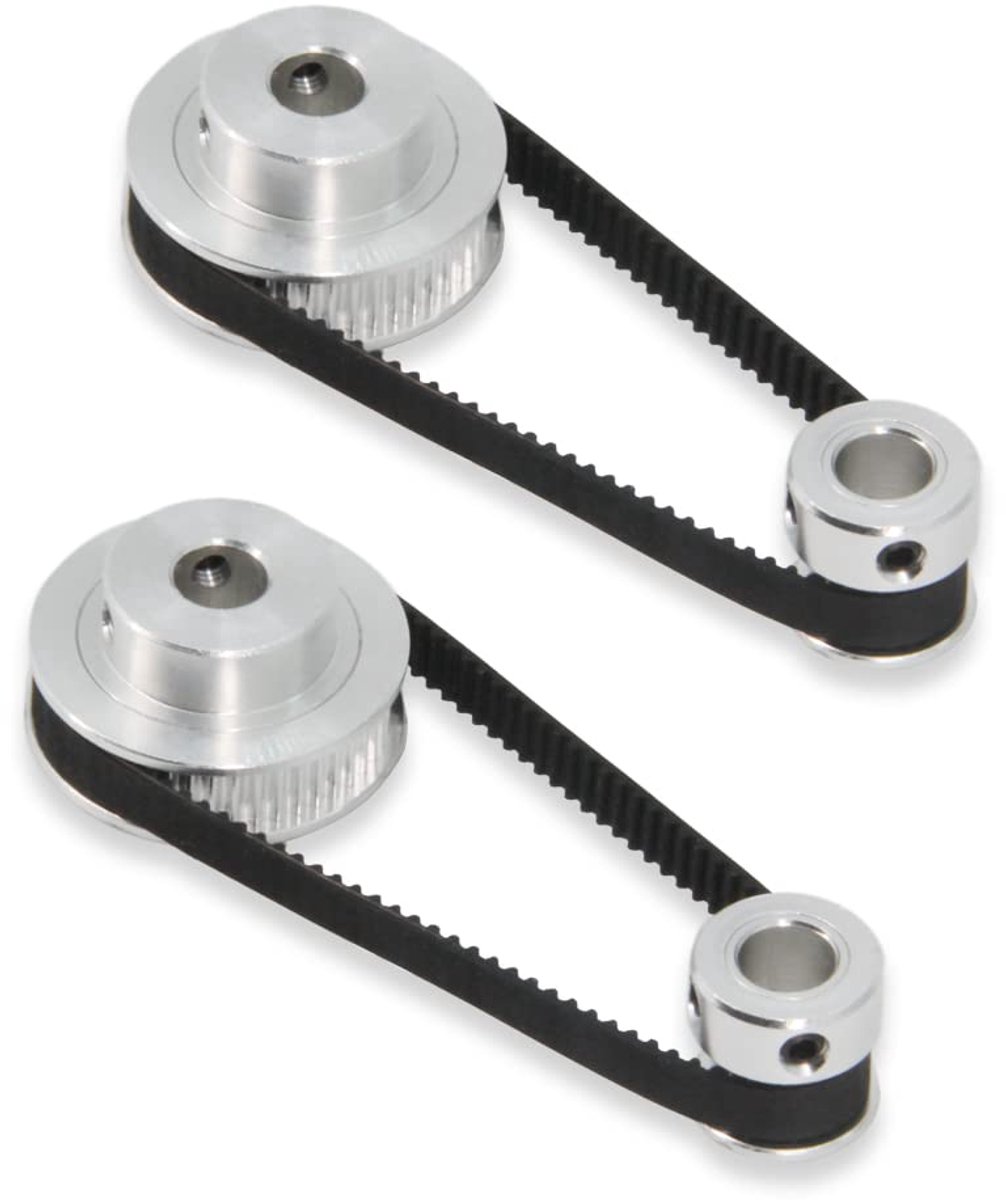Set van 2 GT2-synchronisatietandwielen, 20 & 48 tanden, 8mm boring, aluminium tandwielstandaard met 2 stuks lengte 200 mm breedte 6mm riem (20-48T-8B-6)