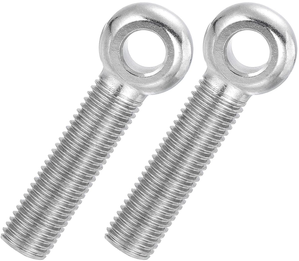 Oogbouten M16 x 75 mm hefoogbout voor schouderzwaaien, volledige schroefdraad van roestvrij staal 304, metrische schroefdraad, schuifgat, zilverkleurig