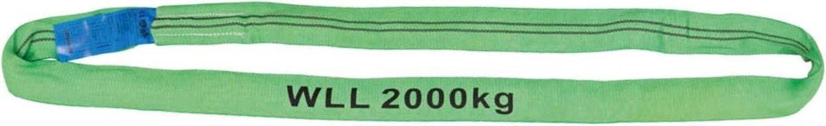 Ronde haak WLL 2.000 kg, lengte 1,5 m, omvang 3 m, groen