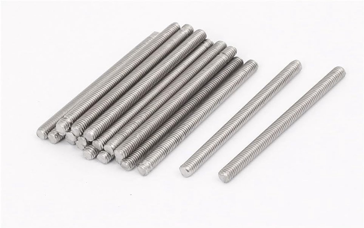 sourcing map Schroefdraadstang, M3 x 40 mm, verdeling 0,5 mm, roestvrij staal 304, schacht compleet met schroefdraad, 20 stuks