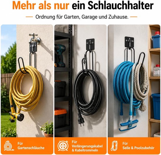2 stuks tuinslanghouders voor waterkraan, metaal, zonder boren — afbeelding 4