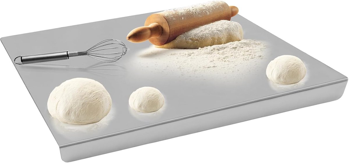 stalen snijplank 30 x 40 cm, grote keukenplank van metaal | Robuust werkblad voor snijden, voorbereiden en kneden, voor vlees, groenten, fruit, deeg, brood, keuken en horeca