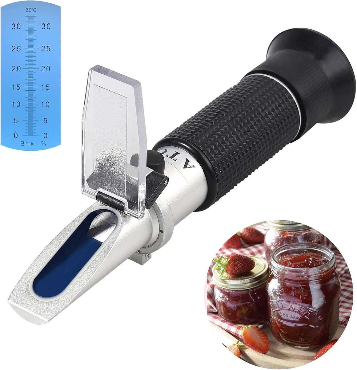 Brix Refractometer met ATC Brix 0-32% met 3 Pipet Draagbare Hand - gehouden Refractometer voor de Test van de Suikerinhoud van de Honing van het Suikervoedsel de Dranken enz