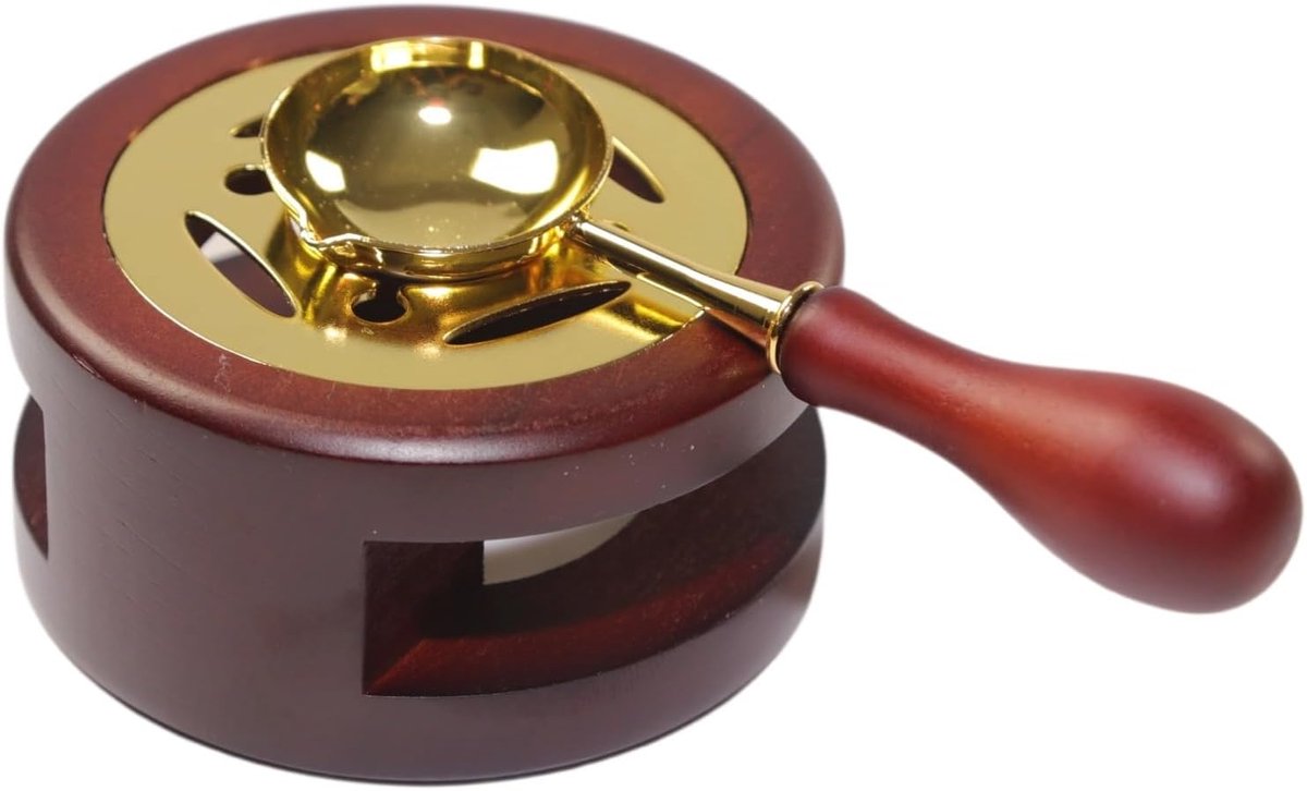 zegelwas, smeltpot en smeltlepel, gereedschap voor zegelstempels, doe-het-zelf, kaarten, brieven, enveloppen, uitnodiging, geschenkverpakking (bruin)