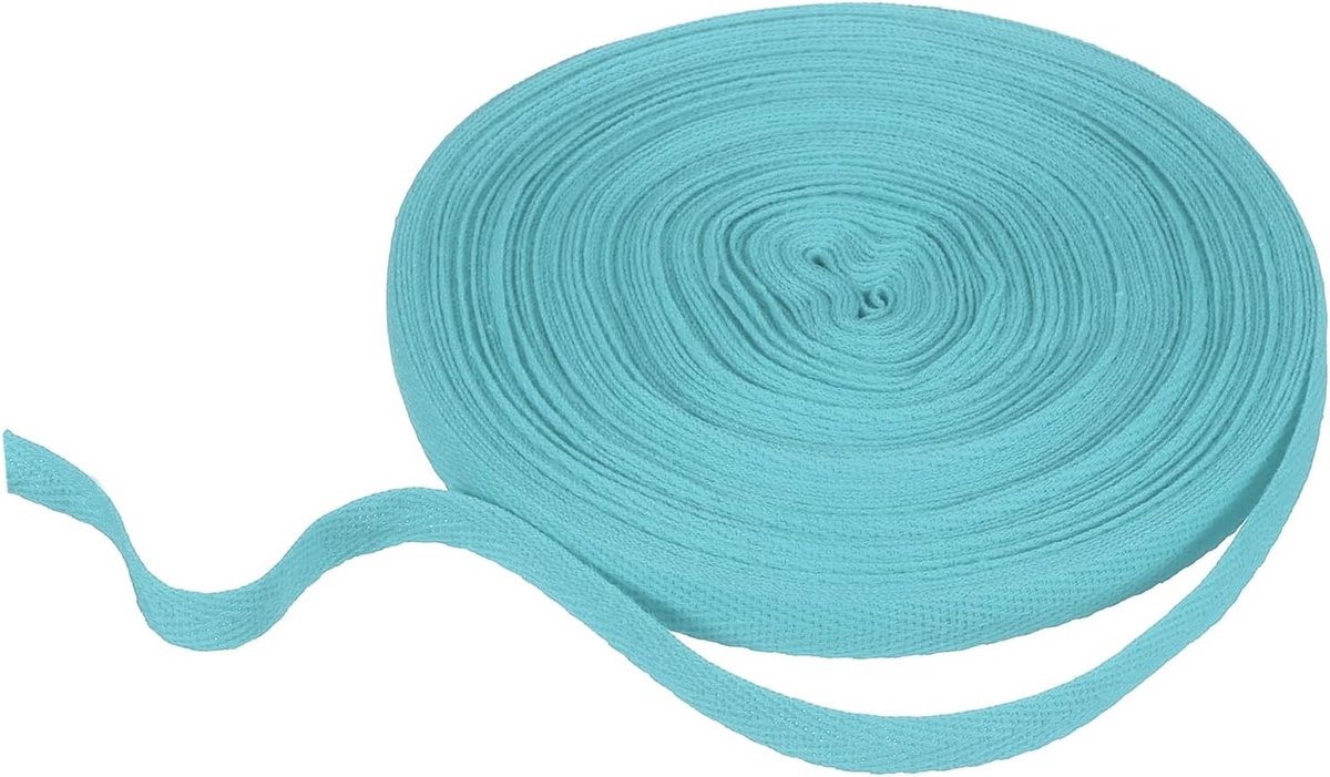 Katoenen band, 10 mm x 21 m (b x l), katoenweefsel, visgraat weefselband, banden voor kunst en handwerk, riemmaken, accessoires, doe-het-zelf, naaien, knutselen, lichtblauw