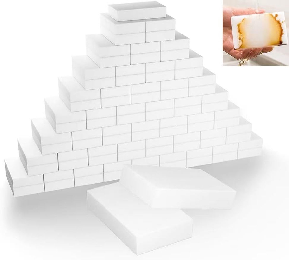 20 stuks magische sponsgum, multifunctionele niet-kras witte melamine schuimschuurspons voor diepe reiniging - keuken, borden, bad, schoenen, muren, vlekverwijderaar (10 x 6 x 2 cm)