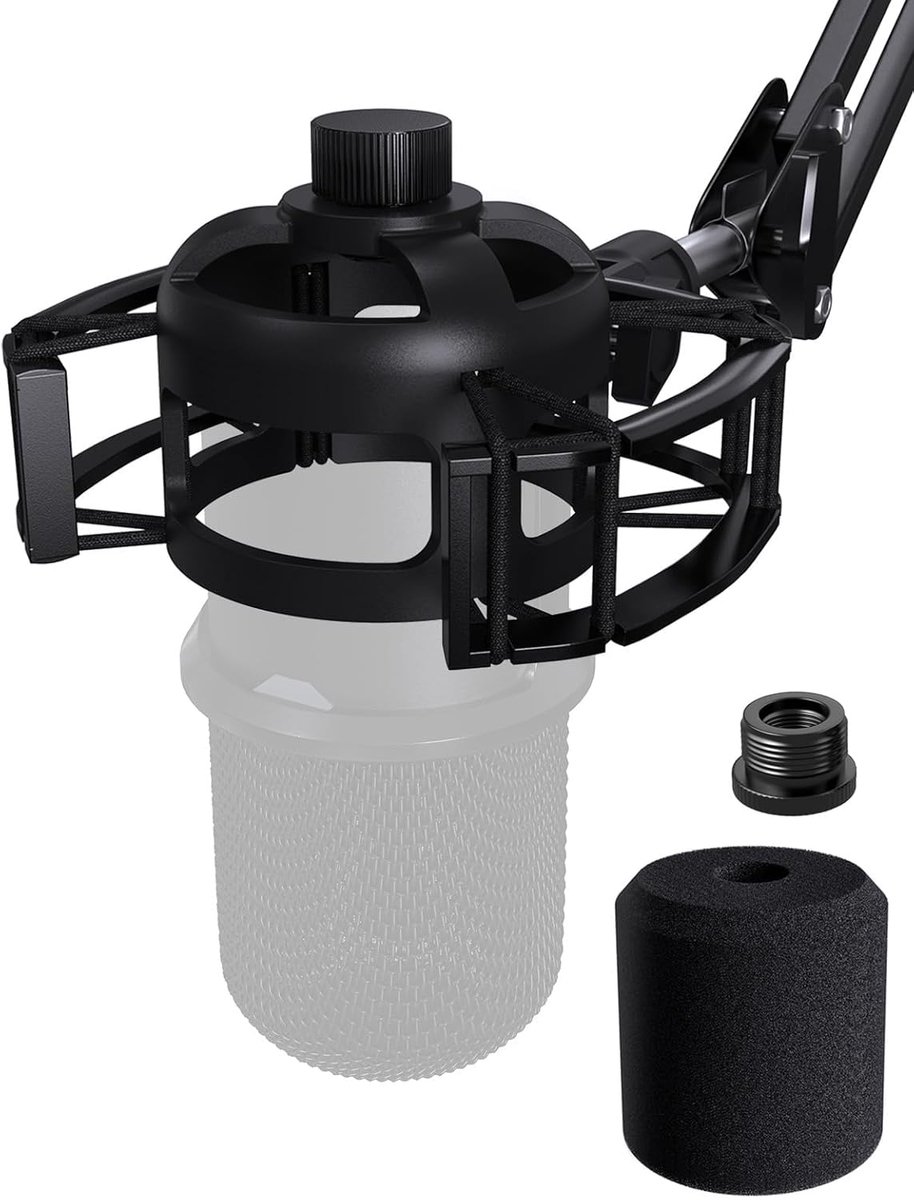 Speciaal voor SoloCast schokdemperhouder, 2025 upgrade, anti-vibratievering, elastische bumperhouder, clip-microfoonstandaard met schroefadapter