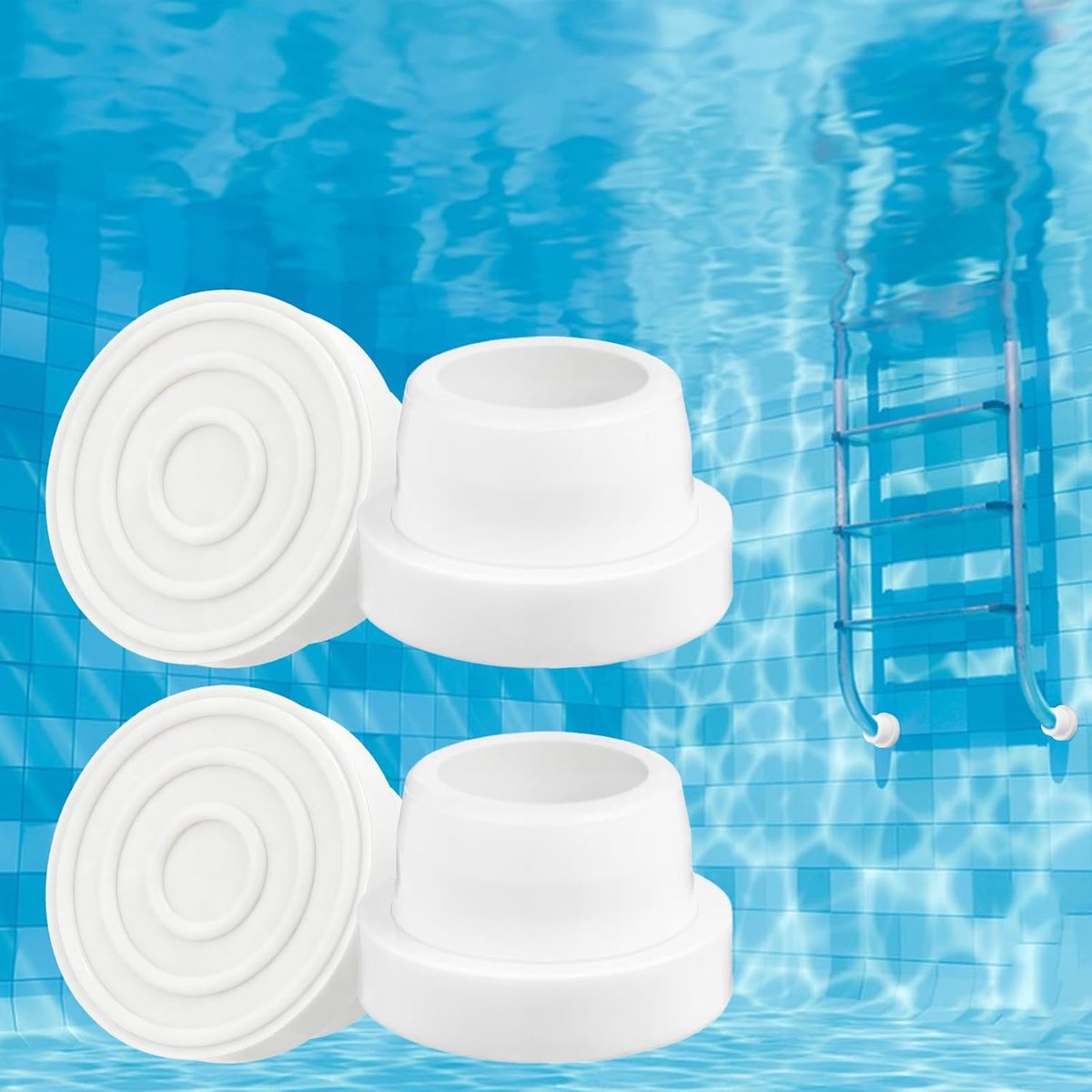 Zwembadladder, rubberen buffer, zwembadladder, rubberen stop, zwembadladder, veiligheidsbumper, zwembadaccessoires, zwembadladder, bumper voor verzonken zwembaden, 4 stuks