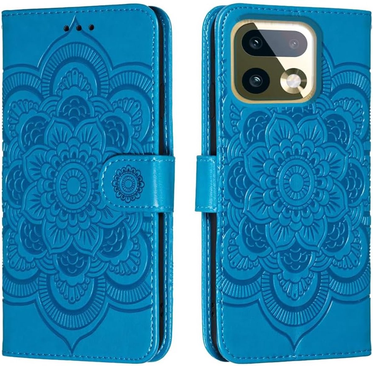 Hoes voor Realme 16 Pro Plus 5G met kaartenvak, standfunctie, magneet, zacht leer met klapdeksel voor Realme 16 Pro+ (blauw)