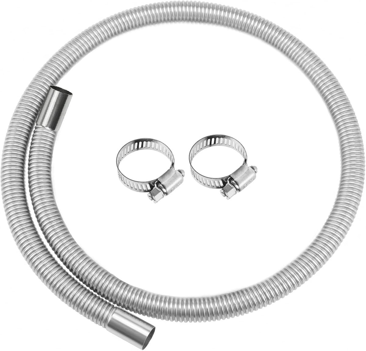 3-delige set 1" x 47" - 25mm x 120cm roestvrij staal diesel verwarming uitlaatpijp met 18mm-29mm slangklemmenset, brandstoftank luchtverwarming diesel gas ontluchtingsslang uitlaatslang voor
