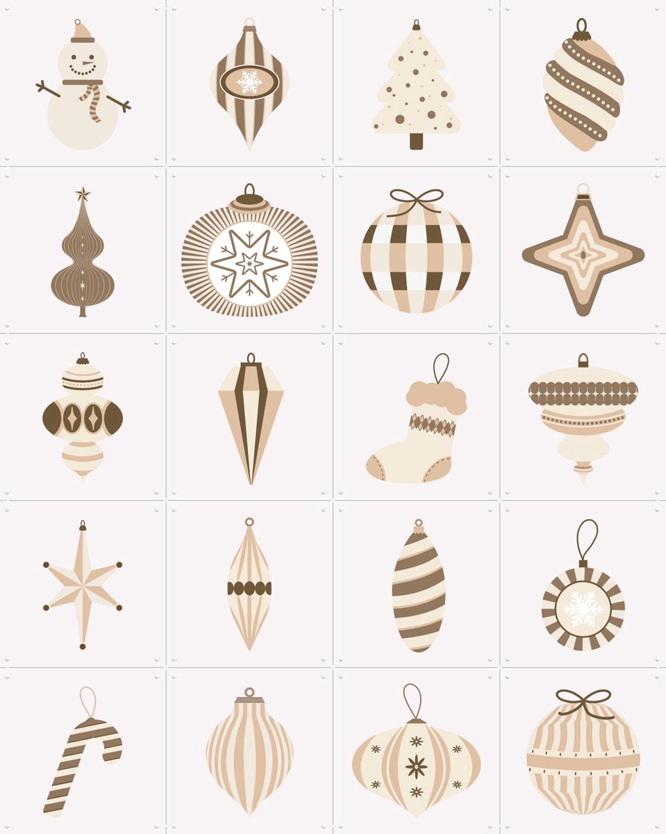 IXXI Kerst Mocha Mousse Collagebox, IXXI - 80 x 100 cm - Gratis ophangtool - Grote wanddecoratie en posters - Digitale Kunst, Line art, Kleurrijk