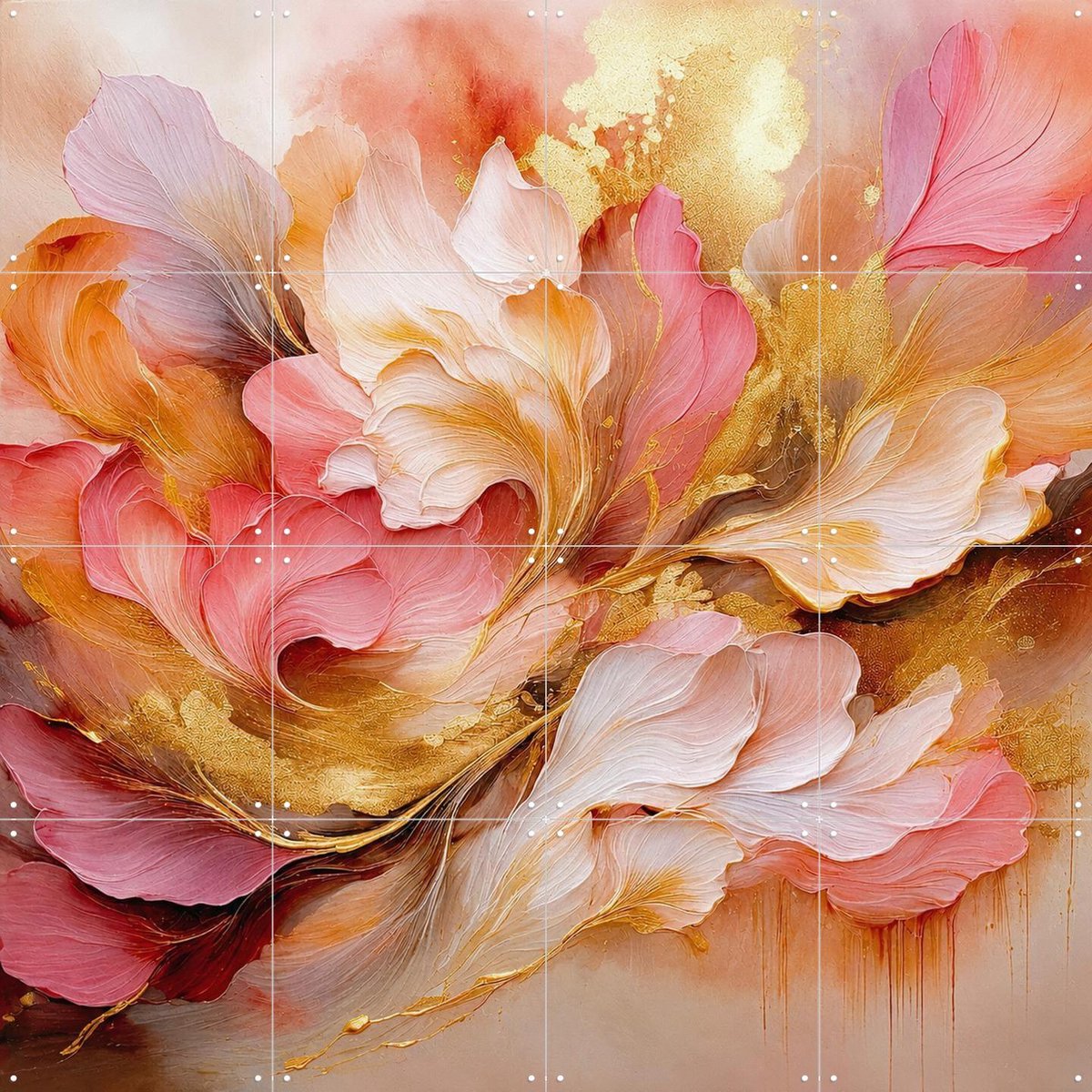 IXXI Fluisterende Bloemen, Moonheart Artworks - 80 x 80 cm - Gratis ophangtool - Grote wanddecoratie en posters - Abstract, Olieverf, Woonkamer, Gang