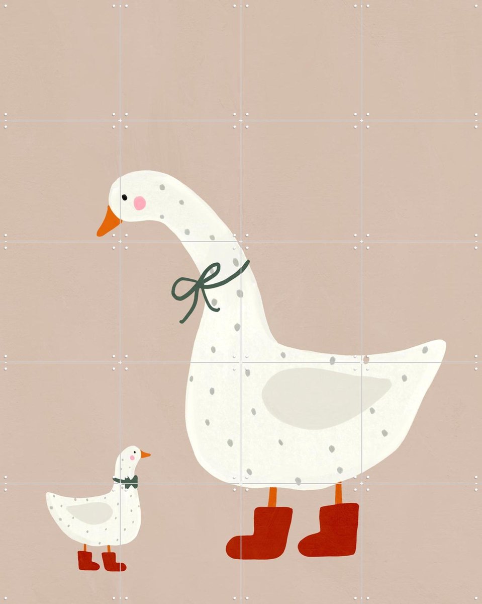 IXXI Goose And Gosling, Treechild & Various - 80 x 100 cm - Gratis ophangtool - Grote wanddecoratie en posters - Pop art, Illustraties, Speels