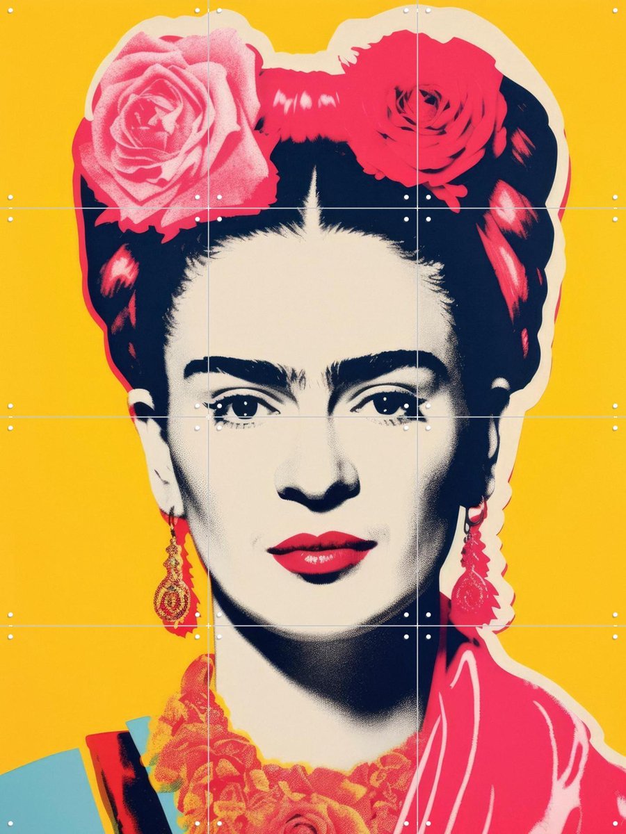 IXXI Oh Frida No. 1, Treechild & Various - 60 x 80 cm - Gratis ophangtool - Grote wanddecoratie en posters - Modern, Kleurrijk, Digitale Kunst, Pop
