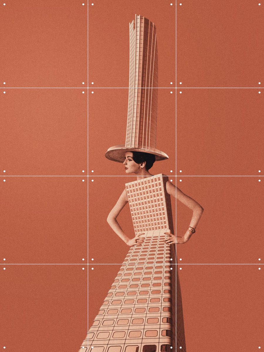 IXXI City Girl, Maarten Léon - 60 x 80 cm - Gratis ophangtool - Grote wanddecoratie en posters - Surrealisme, Speels, Modern, Trap, Woonkamer, Gang