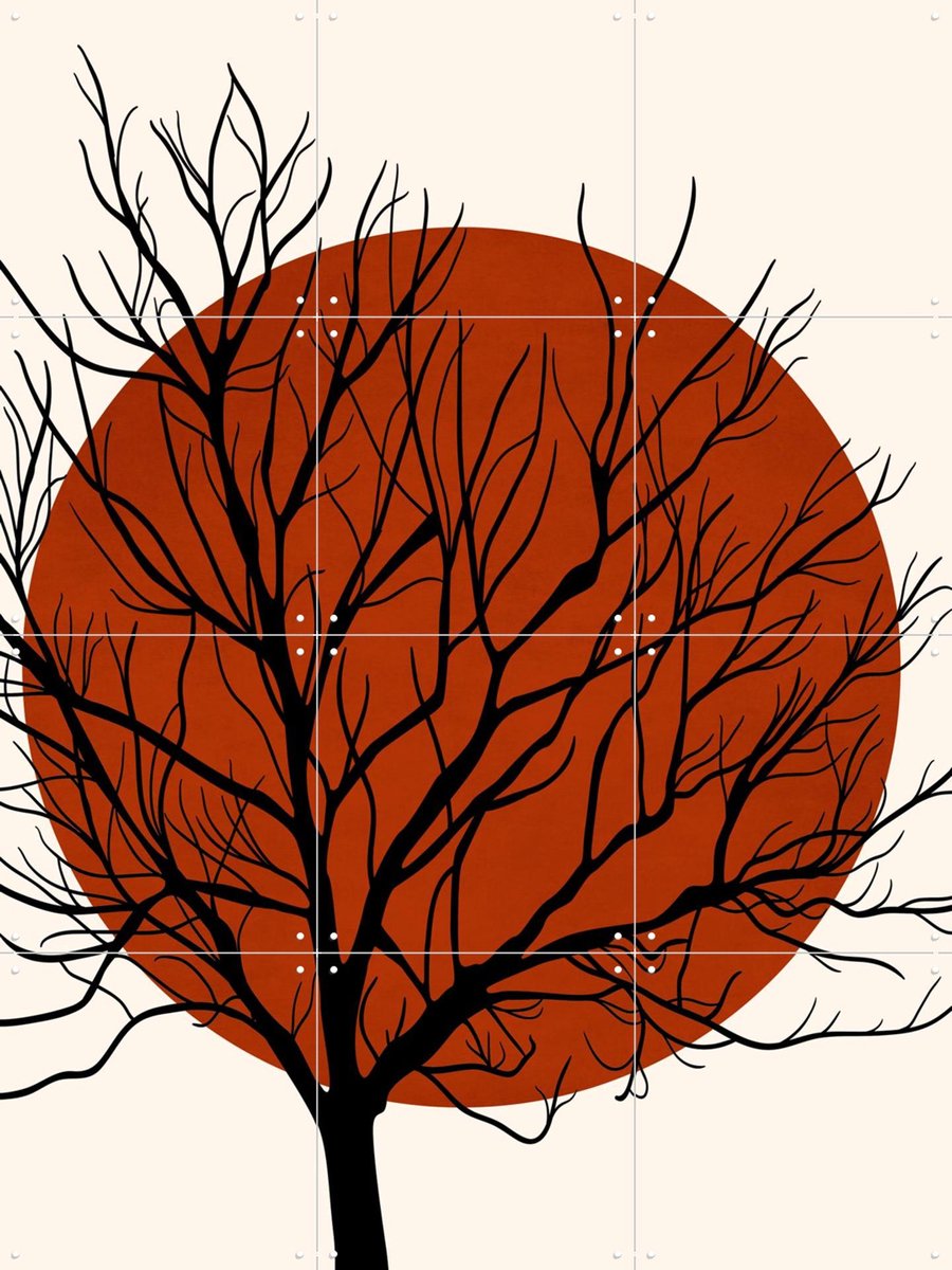 IXXI Hiding Sun Rust, Kubistika - 60 x 80 cm - Gratis ophangtool - Grote wanddecoratie en posters - Abstract, Bauhaus, Modern, Geometrische Kunst