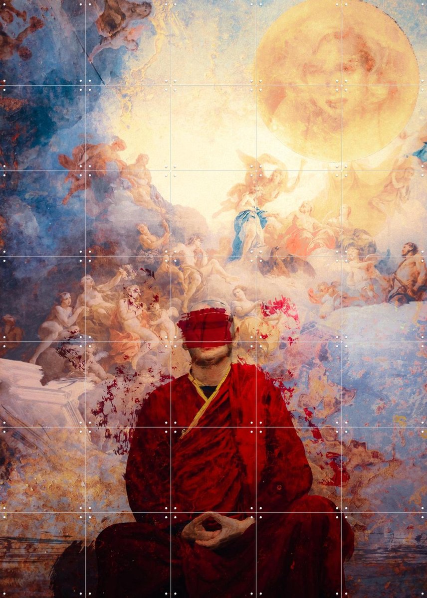 IXXI Buddhist, Vineet Suresh - 100 x 140 cm - Gratis ophangtool - Grote wanddecoratie en posters - Digitale Kunst, Surrealisme, Gemengde Technieken