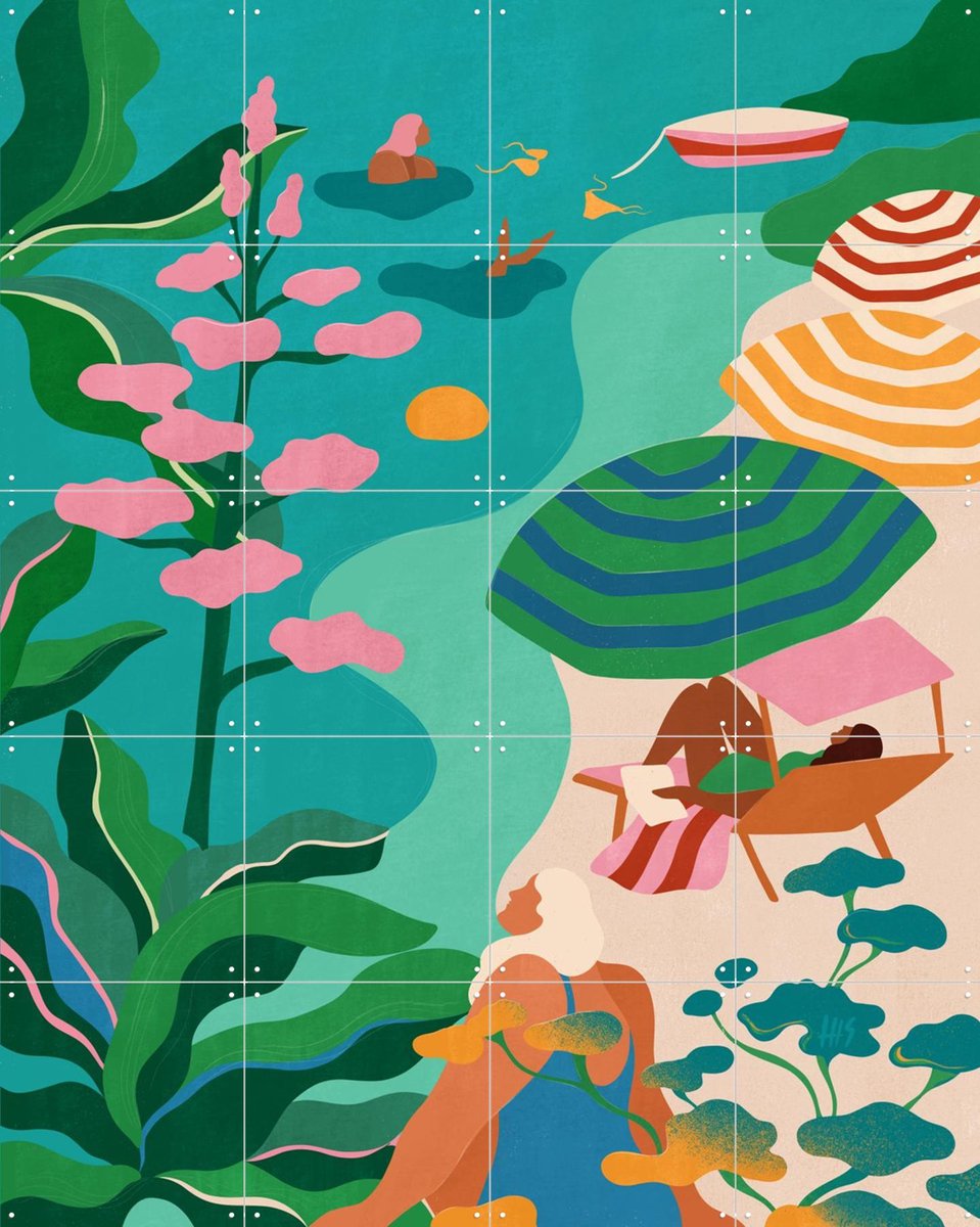 IXXI Santorini, Maggie Stephenson - 80 x 100 cm - Gratis ophangtool - Grote wanddecoratie en posters - Fantasierijk, Geometrische Kunst, Speels