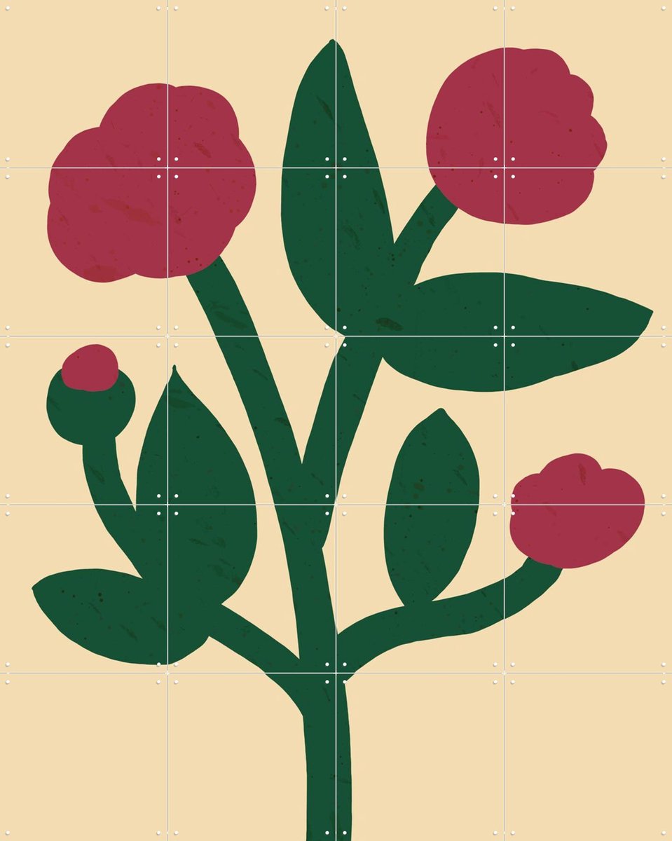 IXXI Pink Poppy, Lotte Dirks - 80 x 100 cm - Gratis ophangtool - Grote wanddecoratie en posters - Minimalisme, Abstract, Illustraties, Woonkamer