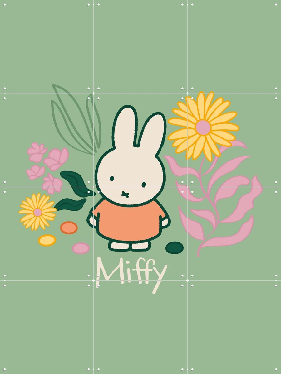 IXXI Nijntje Natuur, Nijntje - 60 x 80 cm - Gratis ophangtool - Grote wanddecoratie en posters - Kleurrijk, Speels, Kinderkamer, Nijntje, Kinderen