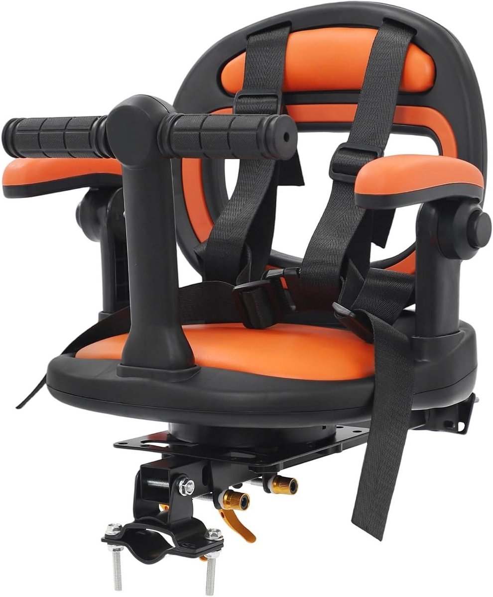 Fiets kinderzitje - Voorzitje fiets - Samen fietsen - 360 graden draaibaar - Tot 40 kg - Oranje