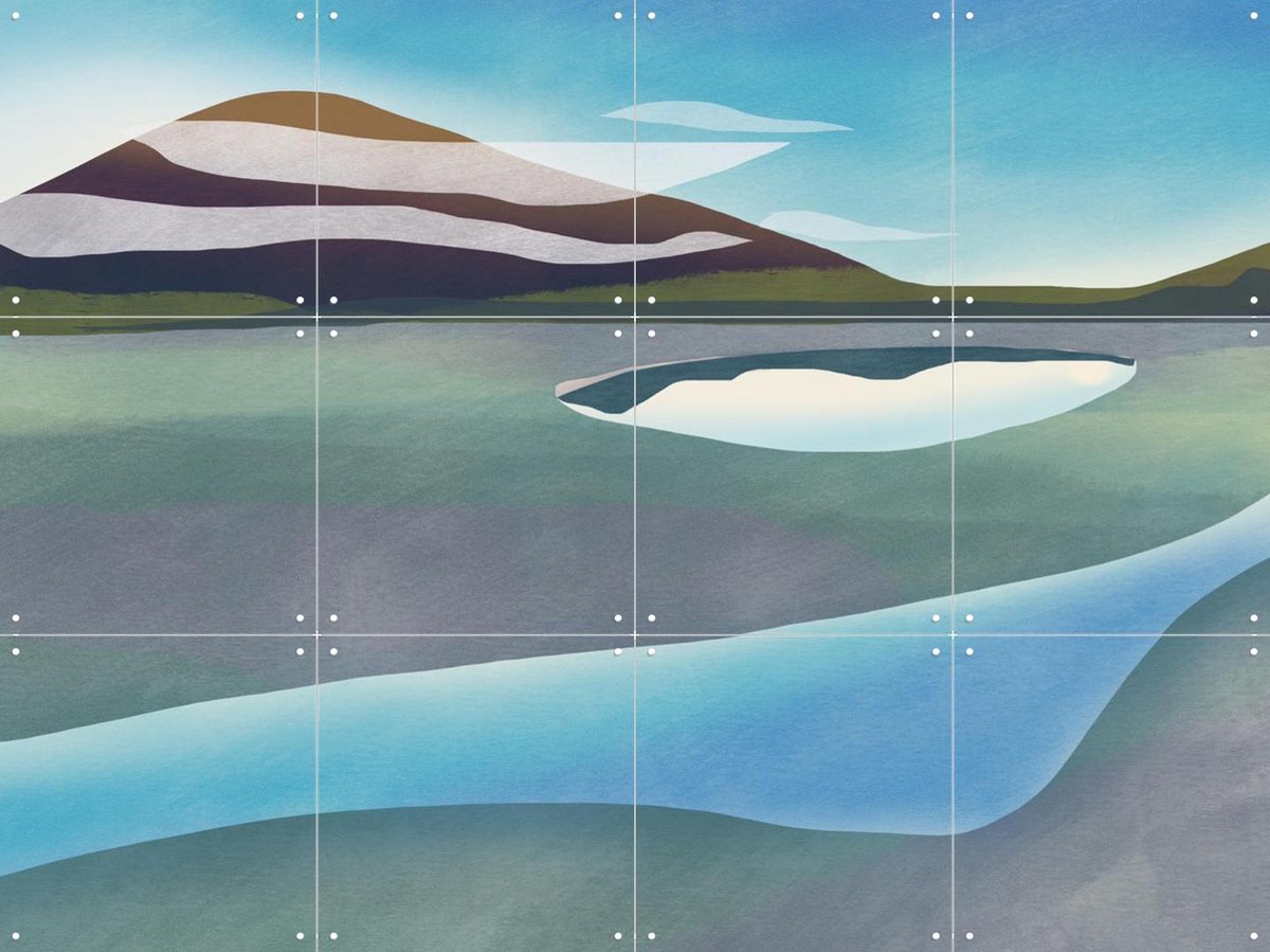 IXXI Serene Abstract Landscape, Little Dean & Various - 80 x 60 cm - Gratis ophangtool - Grote wanddecoratie en posters - Abstract, Minimalisme