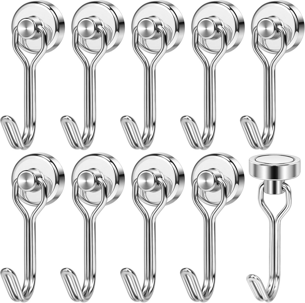 16 mm sterke magneethaken, 10 stuks magnetische haken, 9 kg (20 lb), magnetische haken, kleine neodymium magneet, super sterk, voor keuken, magazijn en buiten