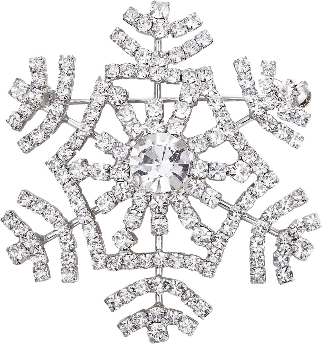 Faith Oostenrijks kristal Elegante Winter Sneeuwvlok Broche Pin Zilverkleurig Helder, Kristal