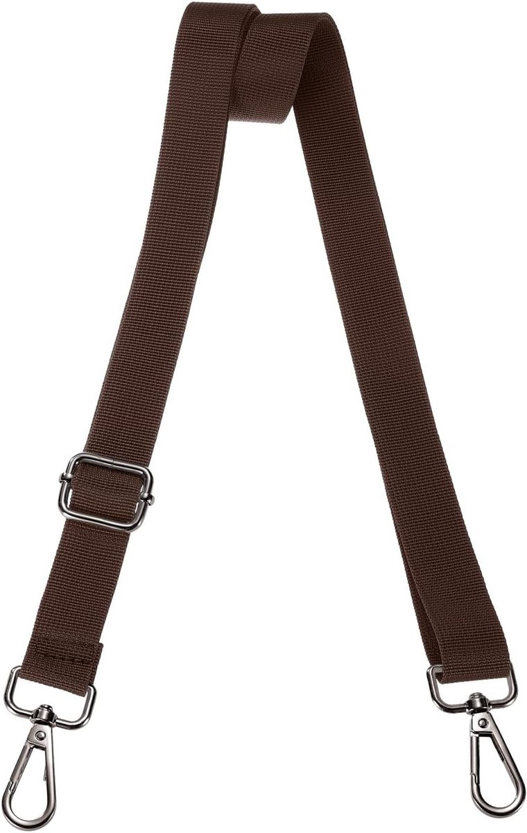 Brede tassenband, 2,5 cm verstelbare reserveband voor schoudertas, handtas, donkerbruin, zwarte klikgesp
