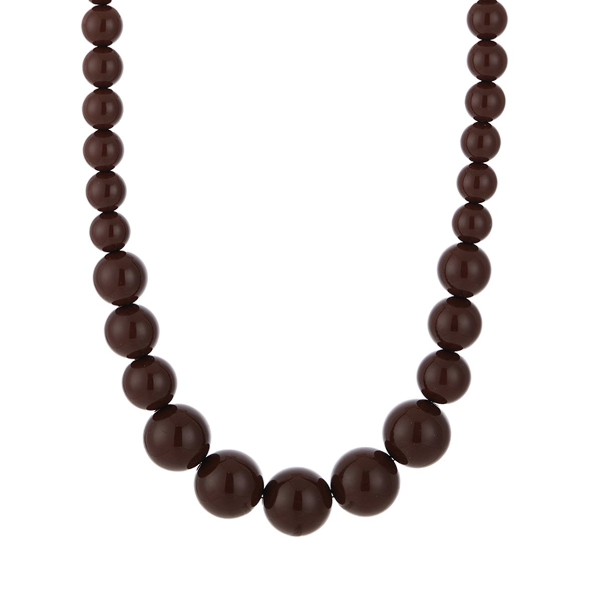 Graduated Round Bead Necklace – Kralen Ketting – RVS - Bruin