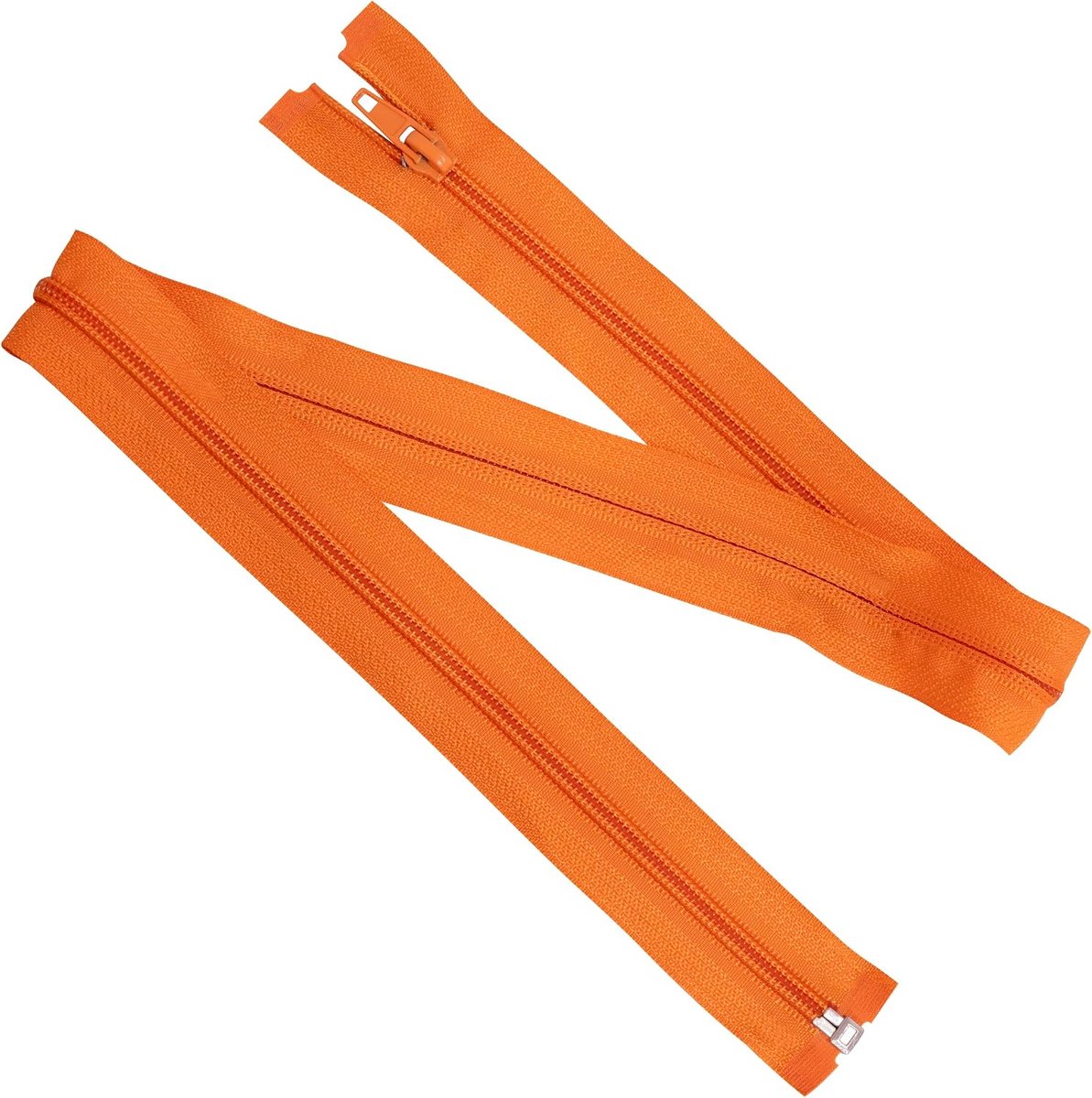 - Set van 5 spiraalritsen N°5, 70 cm, deelbaar met schuiver - van metaal nylon polyester - kleur oranje - naaien knutselen DIY textiel kleding