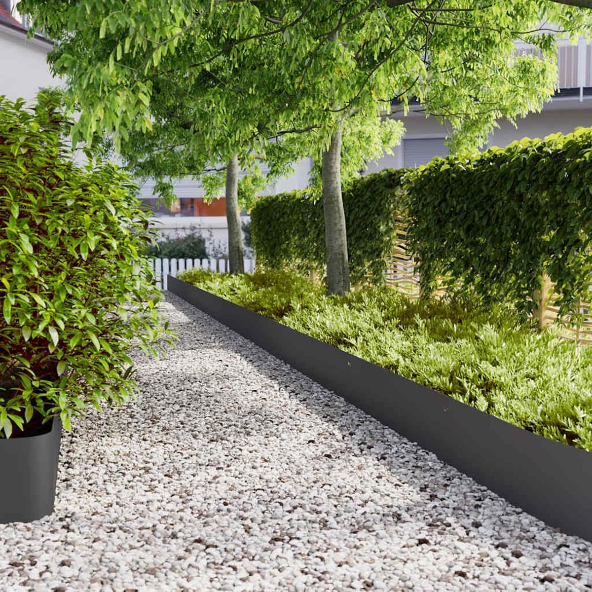 10 STK. Zwart 25x103 cm koudgewalst staal - tuinbed omranding met snelverbinding, flexibel voor gazons, paden & bloembedden