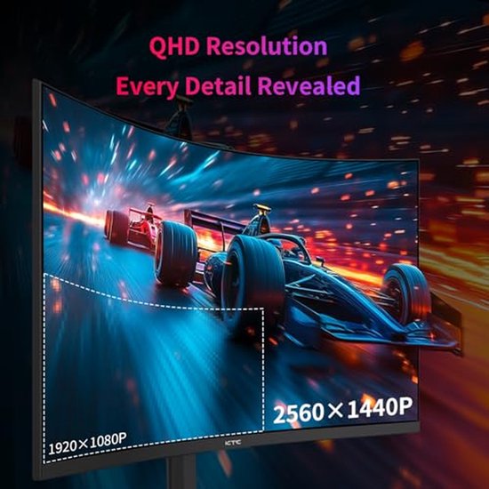 Curved Gaming Monitor - 2K Monitor WQHD Scherm - Intensief Gamers - 1000R Kromming - 32 Inch - VA — afbeelding 5