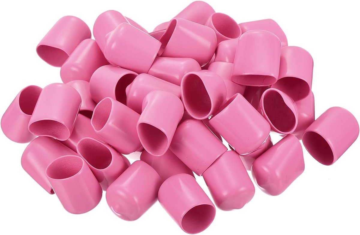 100 stuks rubberen eindkappen 16 mm (5/8 inch) ID, vinyl, pvc, ronde buis, afdekking, bouten, beschermers, schroefdraad, schroef, roze