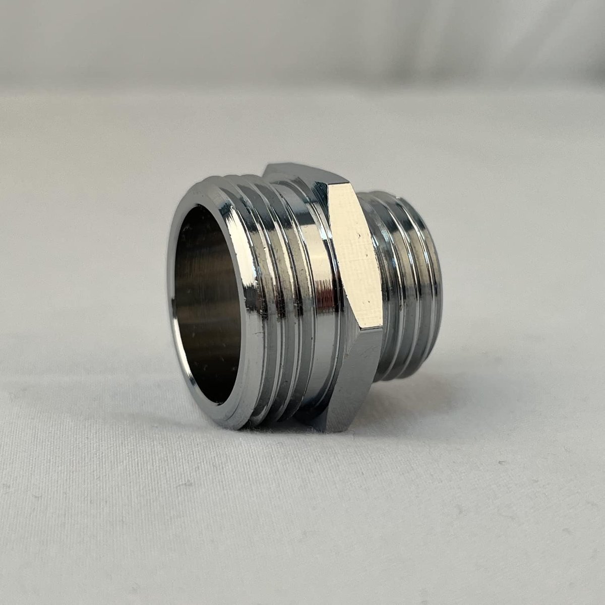 2143502 verloopnippel, messing, buitenschroefdraad, 15 x 21-12 x 17, chroomkleurig