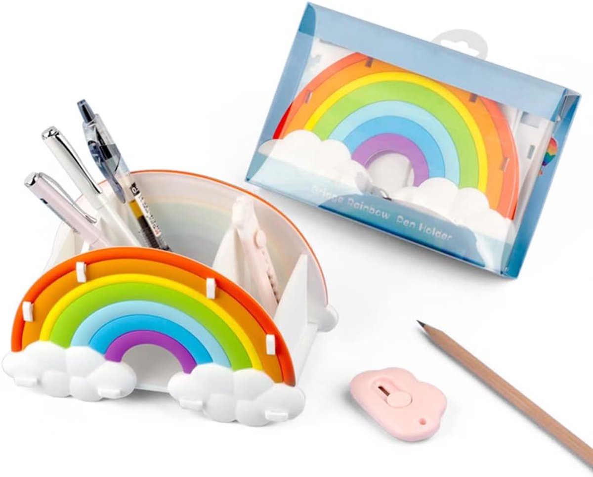 SnelShoppen - Rainbow Penhouder Kinderen Bureau Organizer Potlooddoos Siliconen Opbergdoos voor Kantoorbenodigdheden Bureau Organizer voor Kinderen en