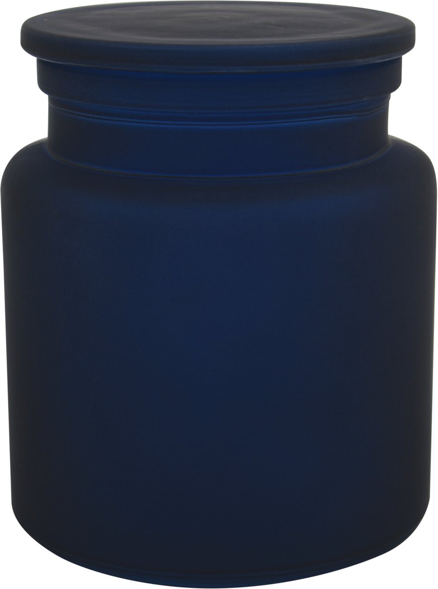 Spirella Badkamer Opbergdoos Glas – YOKO Serie Cotton Box Opbergbox voor Wattenstaafjes en Wattenschijfjes – Donkerblauw