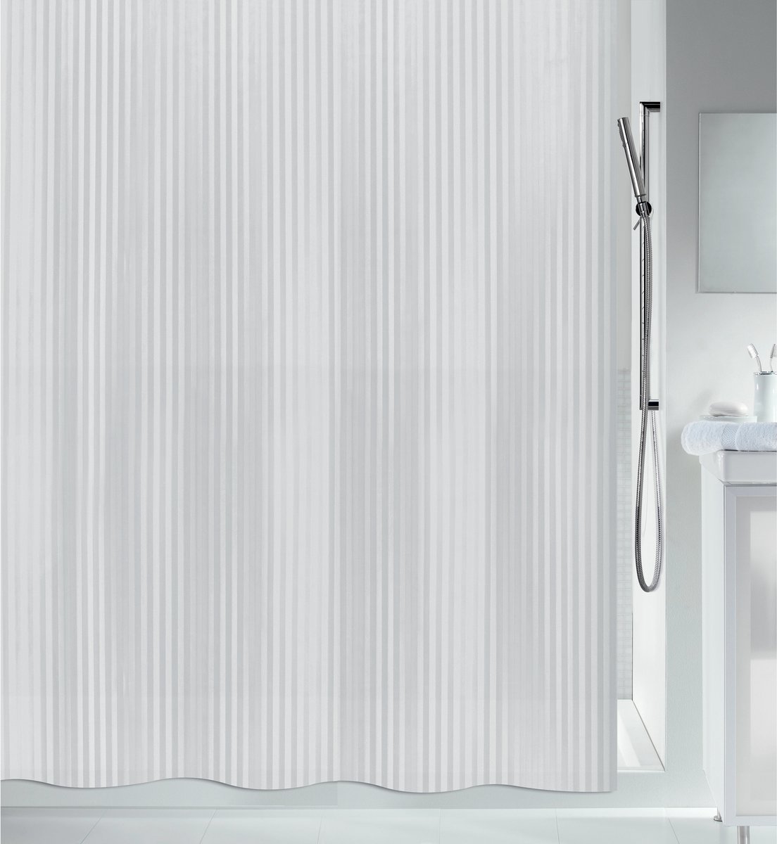 Spirella Douchegordijn - Waterdicht PEVA Douchegordijn met Streepdesign - Geschikt voor Elke Badkamer - Douchegordijnen