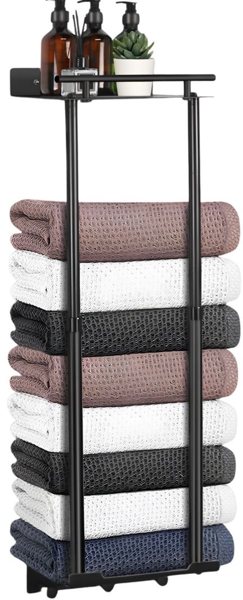 JCP® Handdoekrek - Handdoekrek Badkamer - Handdoekhouder - Zwart - 20cm x 15cm x 81cm