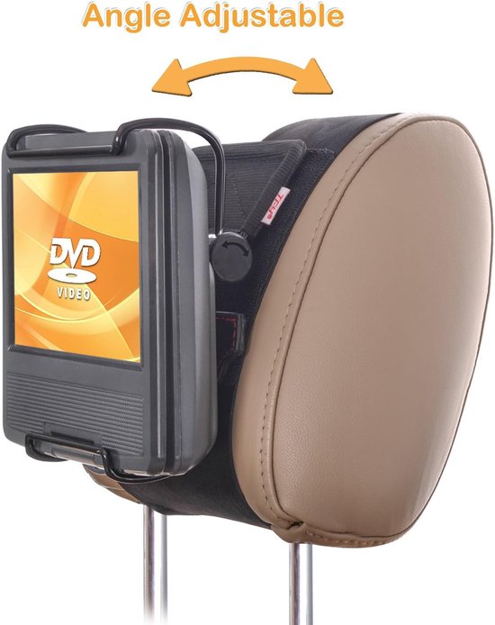 Hoofdsteun Houder - Draagbare DVD - Auto Entertainment - Verstelbare Klemmen - 7-10 Inch - Zwart — afbeelding 4