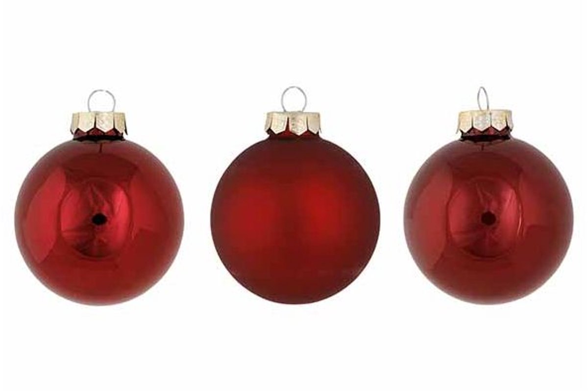 Kerstbal Set24 Shiny Matt Opal Bordeaux D6cm Glas