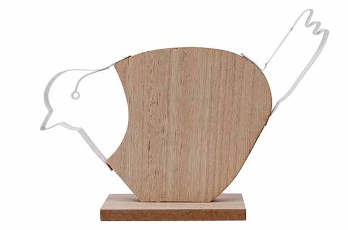 Cosy @ Home Vogel White Metal Outlinie Natuur 15x5xh 22cm Andere Hout