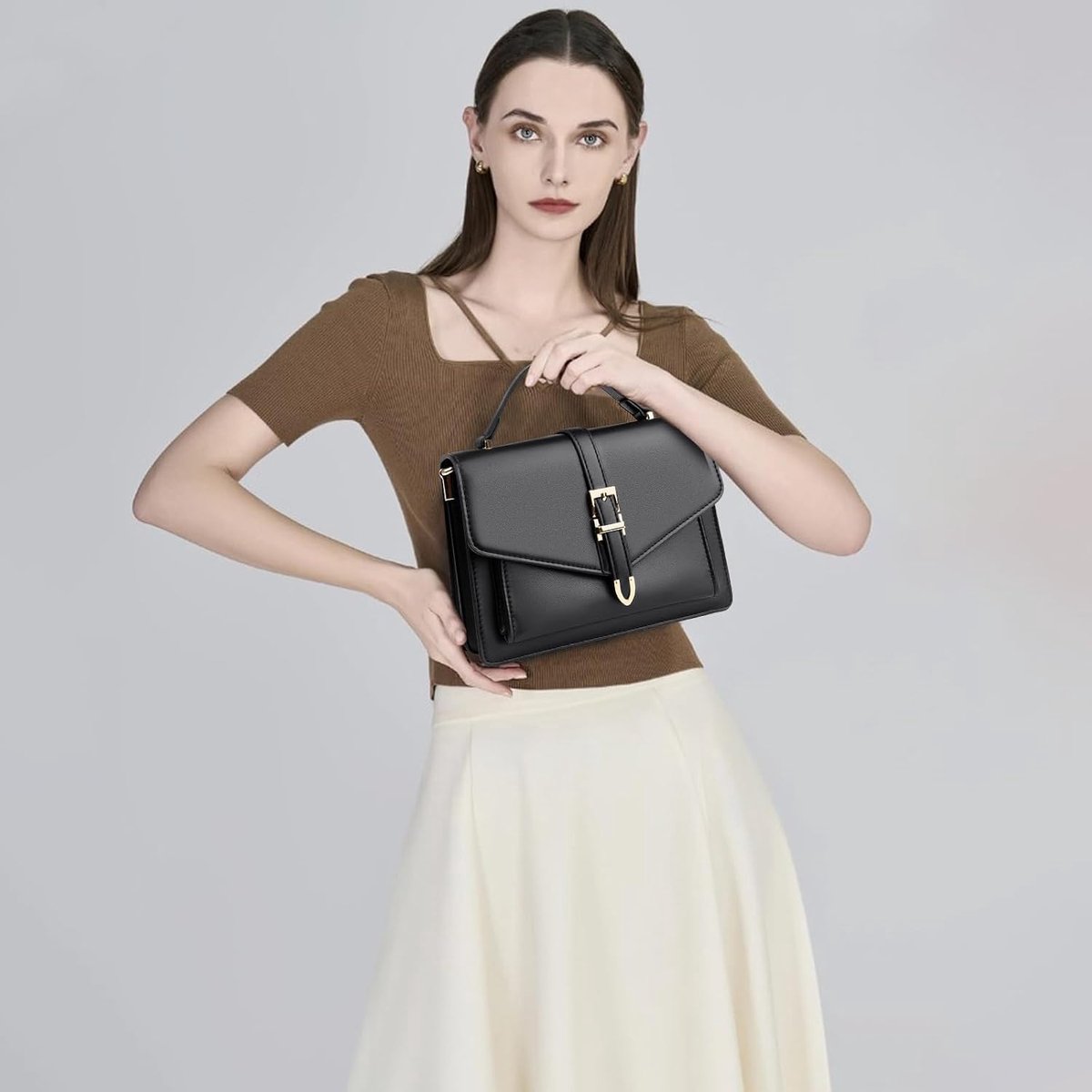 Handtas voor dames, schoudertas, middelgroot, crossbody tas, meerdere zakken, avondtas met afneembare schouderriem, creditcardvakjes