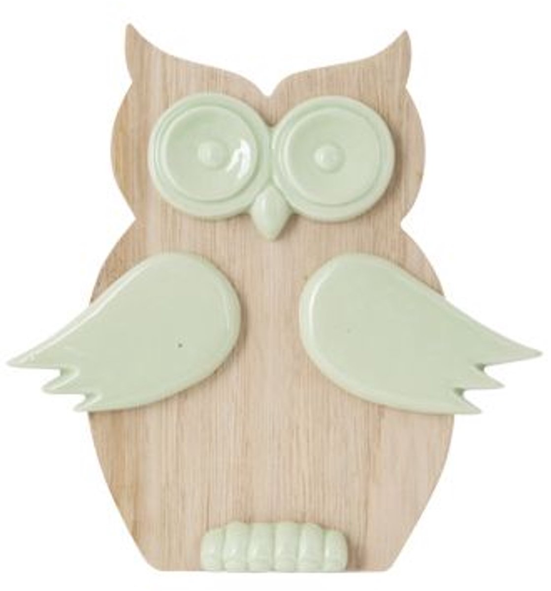 Cosy @ Home Uil Wood Groen 15,5x3,1xh14,4cm Rond Dol