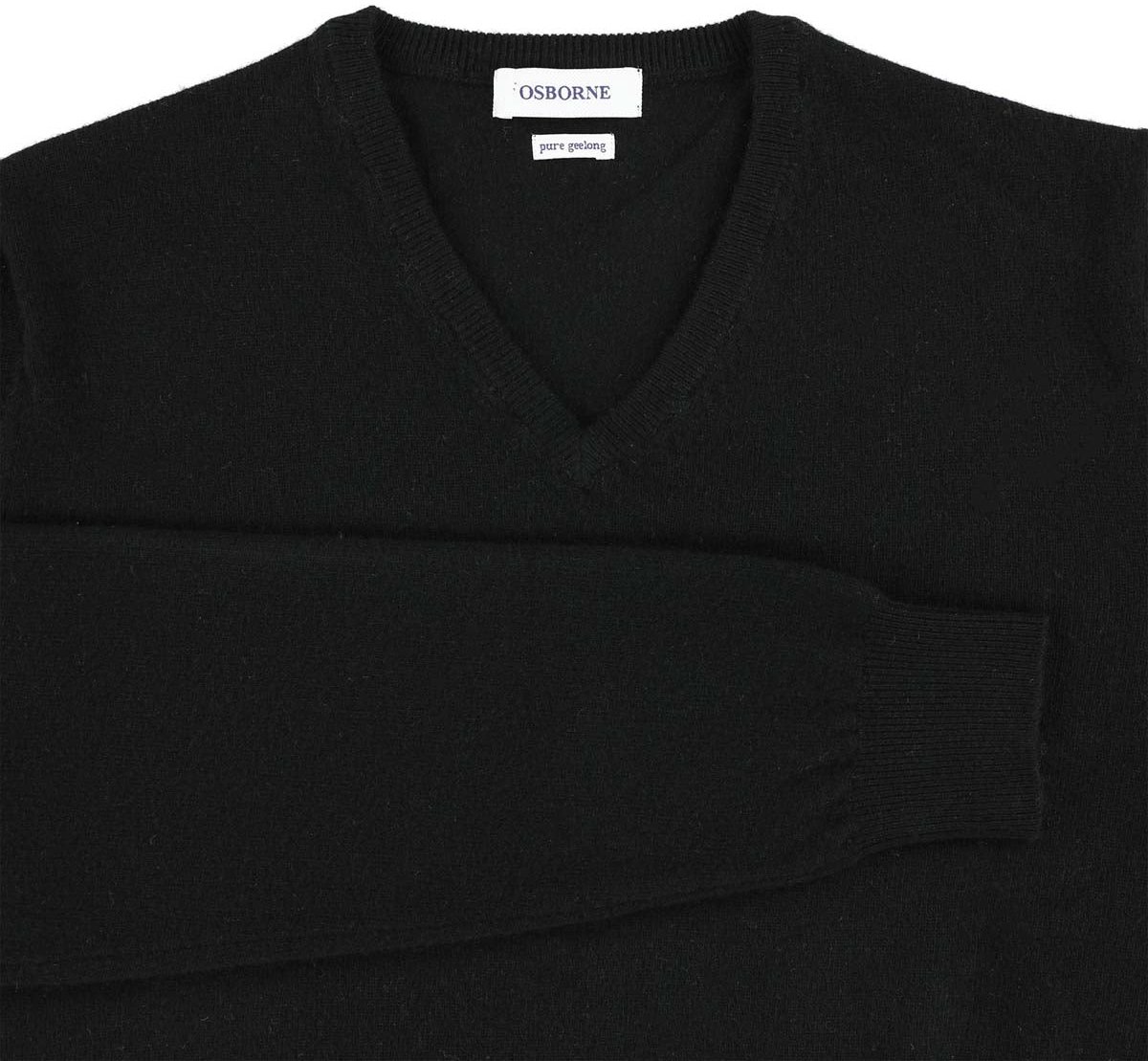 Osborne Knitwear Trui met V hals - Geelong wol - Black - S