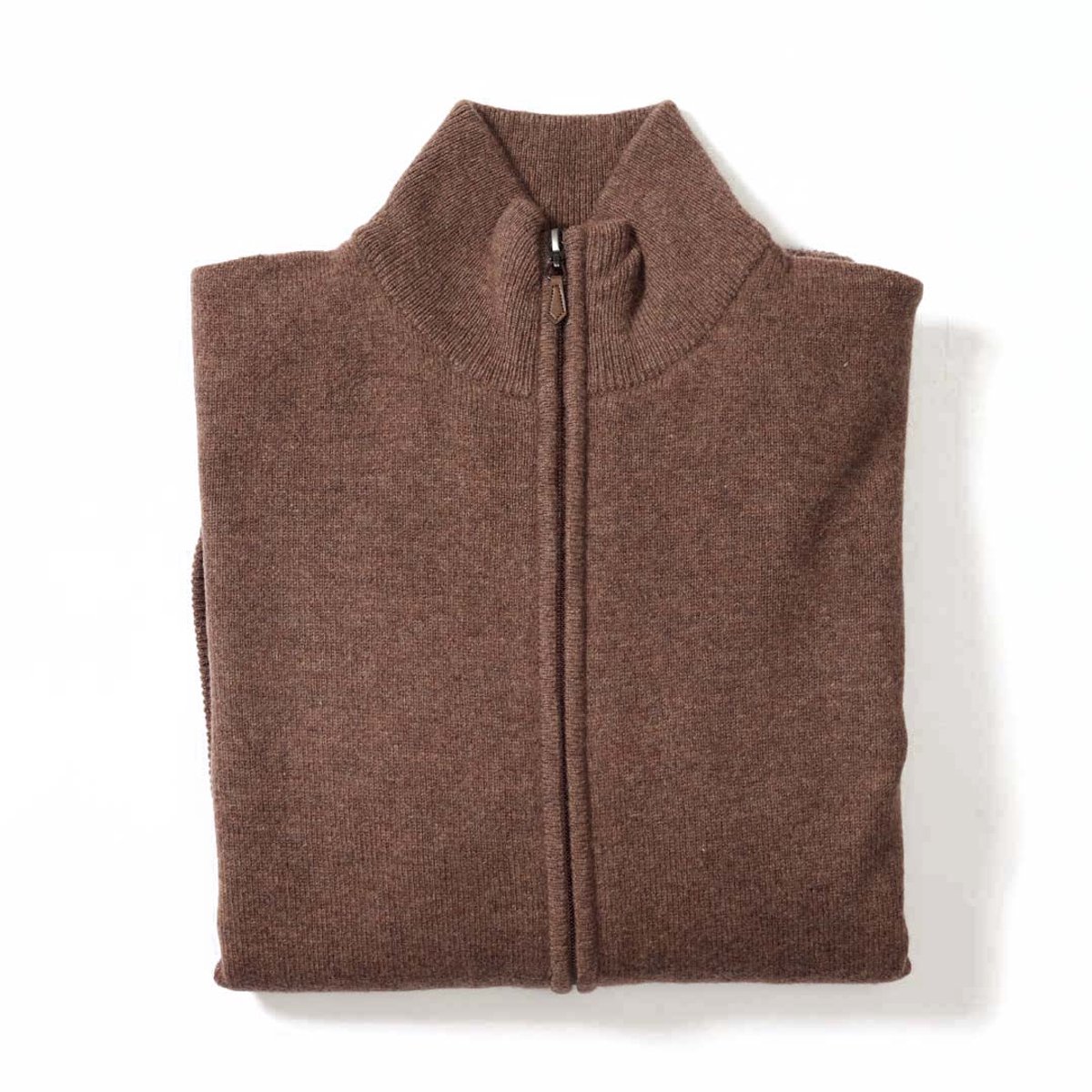 Osborne Knitwear Windstopper cardigan met rits - Dames - Lamswol - Tobacco - Zwarte voering - L