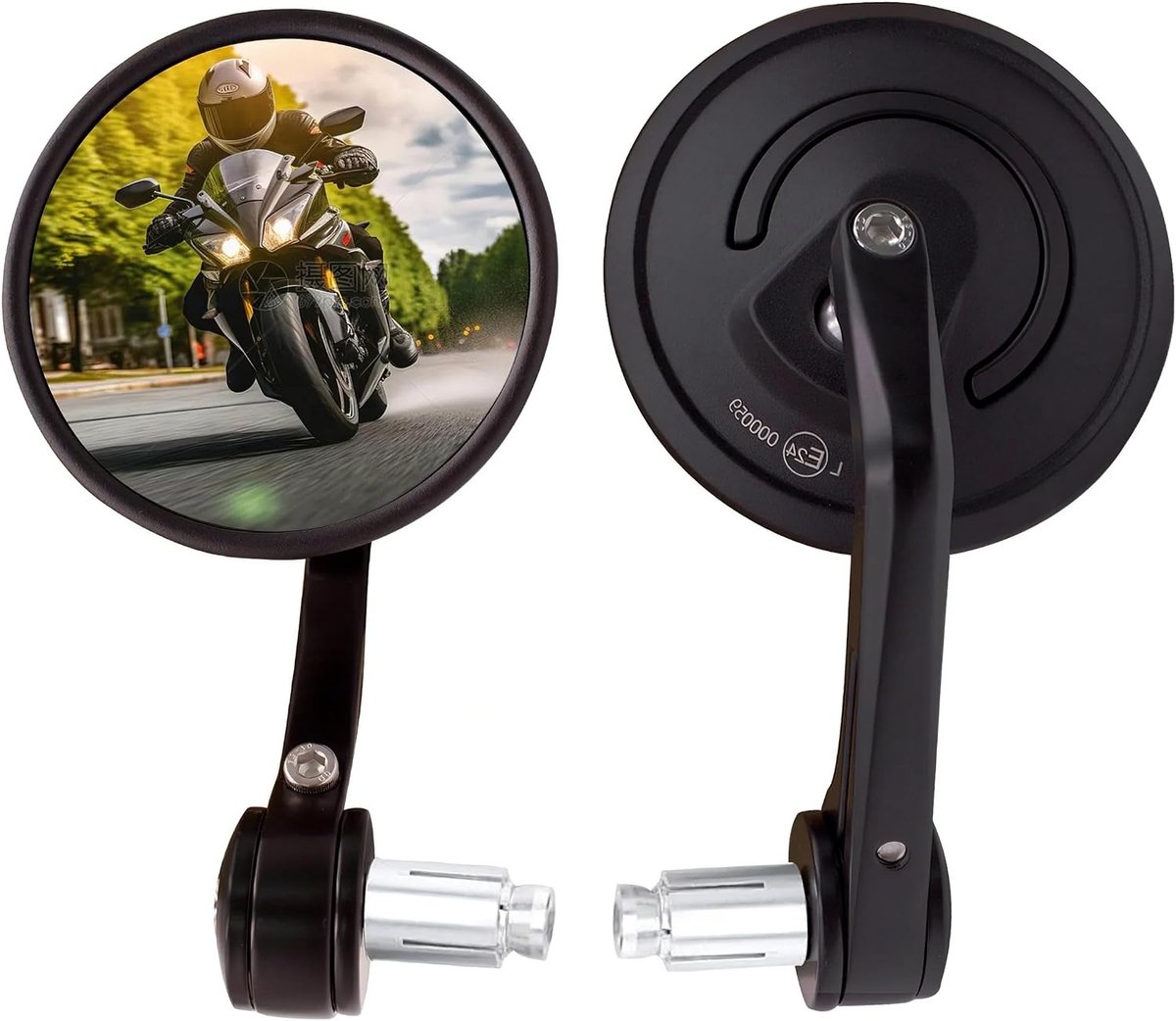 stuurspiegel E-goedgekeurd, 360° draaibare aluminium stuurspiegel Motorfiets achteruitkijkspiegel, compatibel met quad, scooter, ATV en bromfiets