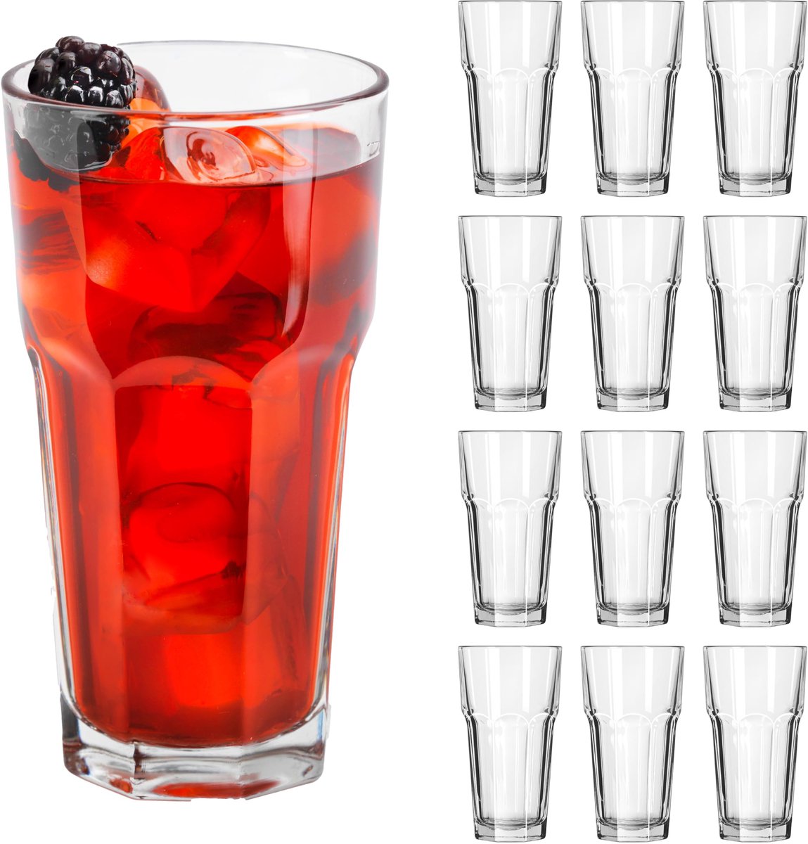 Libbey Gibraltar Waterglazen - Drinkglazen Set - Transparant Geperst Glas - 473 ml - 12 Stuks
