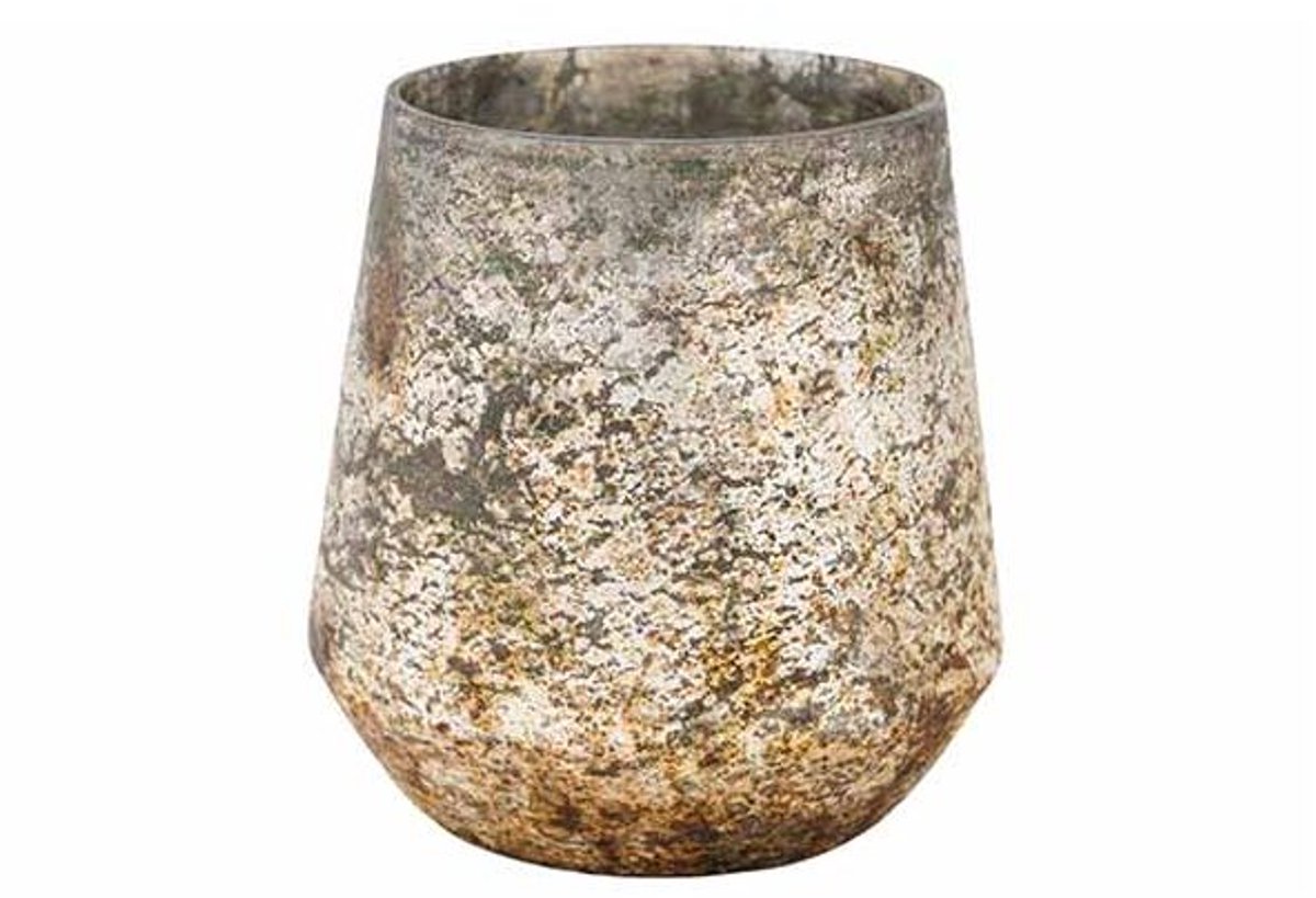 Theelichthouder Antique Matt Creme 11x11 Xh11cm Glas