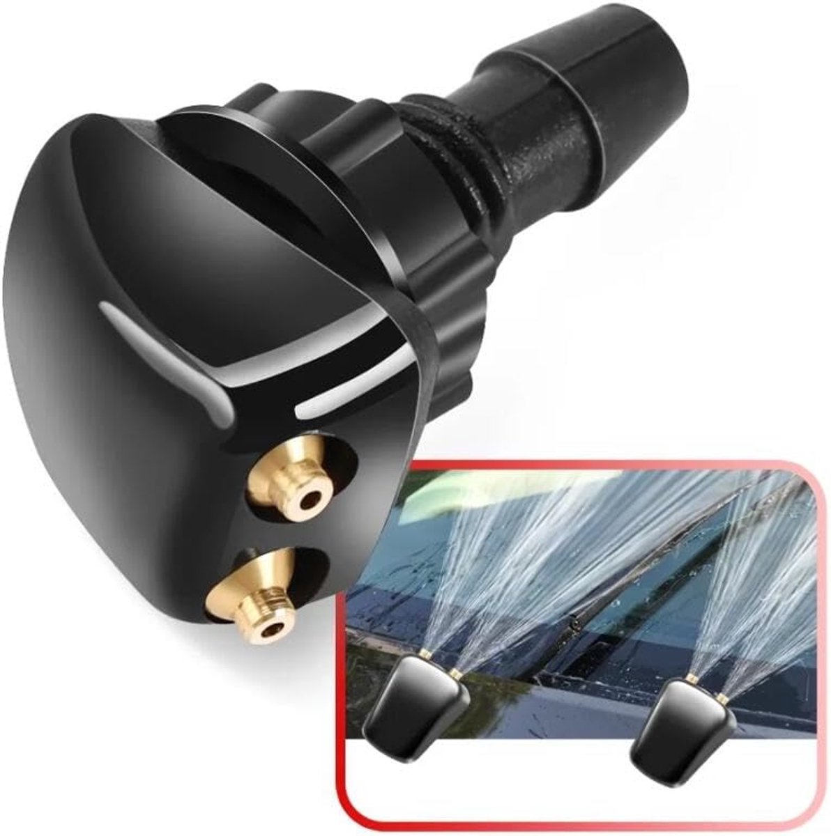 2Pcs Auto Voorruit Ruitenwisser Sproeier Jet Compatibel Met Peugeot 206 307 406 407 207 208 308 508 2008 3008 4008 6008 301 408 - zwart- 2pcs